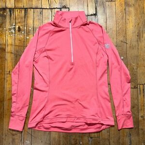 PUMA Activewear Top Women's Large Pink Stretch Long Sleeve Quarter‎ Zip Pullover